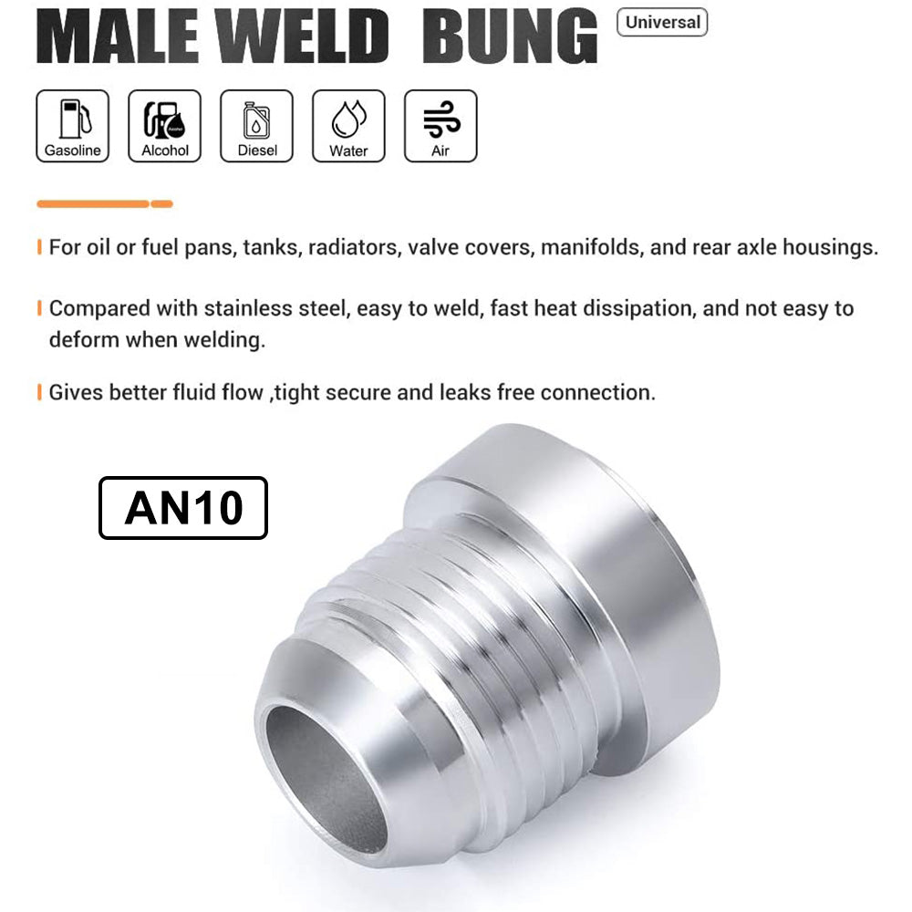 {{ AN10 Male Aluminium weld on JIC bungs x 2 fitting -10AN JXSS032-10-A }} - Buy Car Parts Online at {{ Kaka Auto Parts }}.