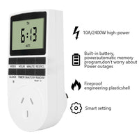2Pcs 240V LCD Digital Timer Switch Automation Socket Electric Programmable Power