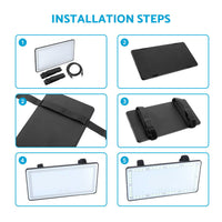 Sun Visor Makeup Cosmetic Mirror Set with 3-Type 60 LED Light 26x13cm Black Suitable For Universal Cars