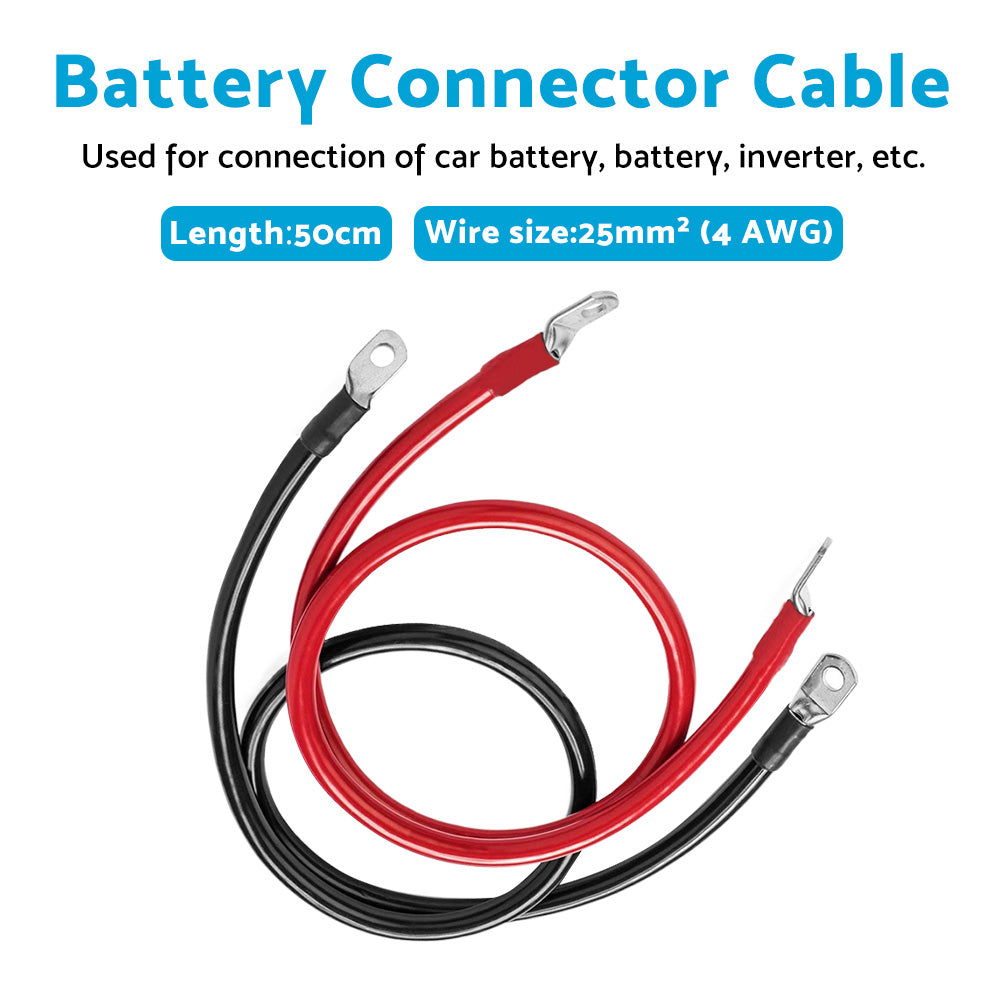 50cm 12V Battery Joiner Connector Lead Suitable For DC Wiring ¡§C 100A Cable With Red & Black Lugs