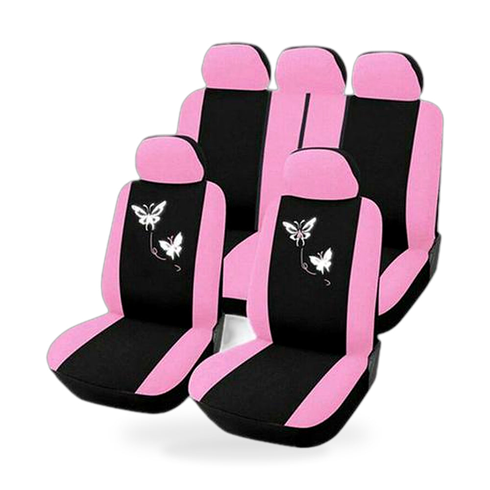 1 Set Deluxe Butterfly Pink Seat Cover ,Universal Front Rear Car Seat Cover - ZT2