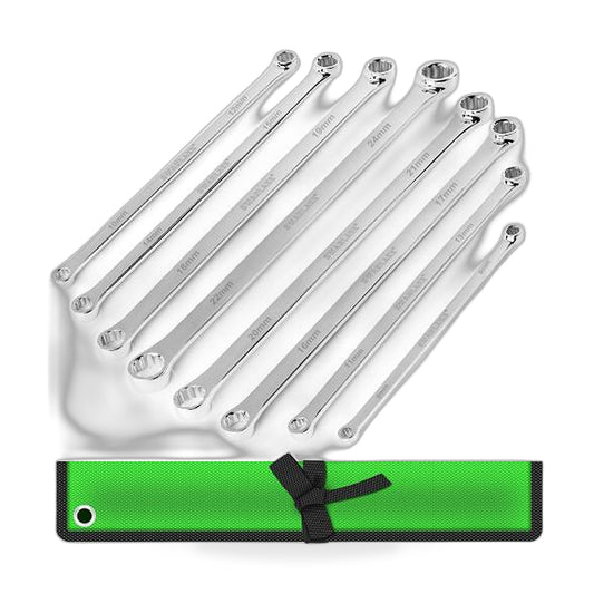 8x Extra Long Aviation Spanner Set Double Ring CRV Wrench with Bag 8-24mm