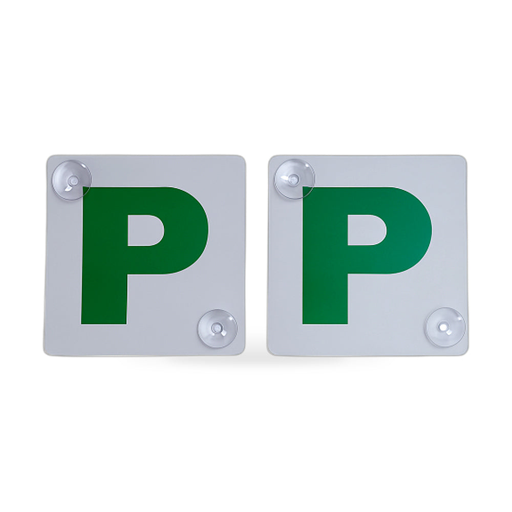 2x Green P Plates with Suction Mount Suitable For NSW Provisional Car Drivers