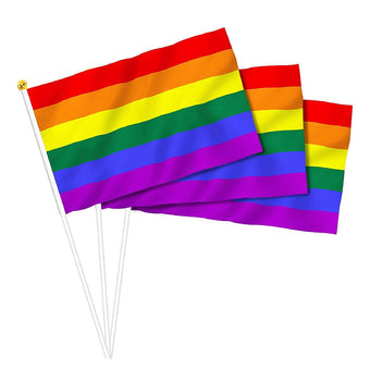 compare product 100x Small Rainbow Pride Flags Suitable For Gay, Lesbian & LGBT ¡§C 14x21cm Mini Hand Waving Flags