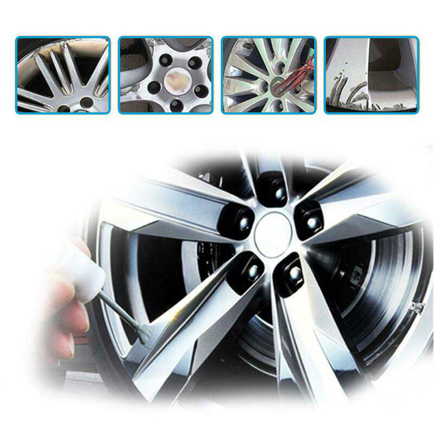 Silver Alloy Wheel Rim Scratch Repair Kit Tool Set Suitable For Car Kerb Damage