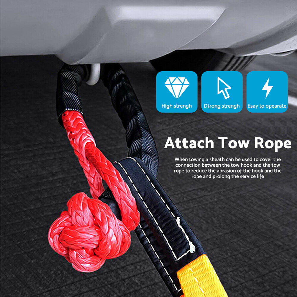 Recovery Pulley Kit Suitable For Winch Ropes 3/8 inch & 1/2 inch Soft Shackle Red & Black