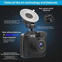 4K Car Dash Camera Recorder Suitable For Vehicles Built-in WiFi GPS UHD 2160P LCD 170?? WDR Night Vision