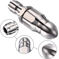Stainless Steel Sewer Jetter Nozzle For Pressure Washer Suitable For 1in or 4in Drain Connection