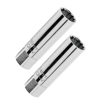 compare product 14mm and 16mm 12 Point Deep Thin Wall Spark Plug Socket 3/8 Inch Drive Suitable For Auto Car Removal