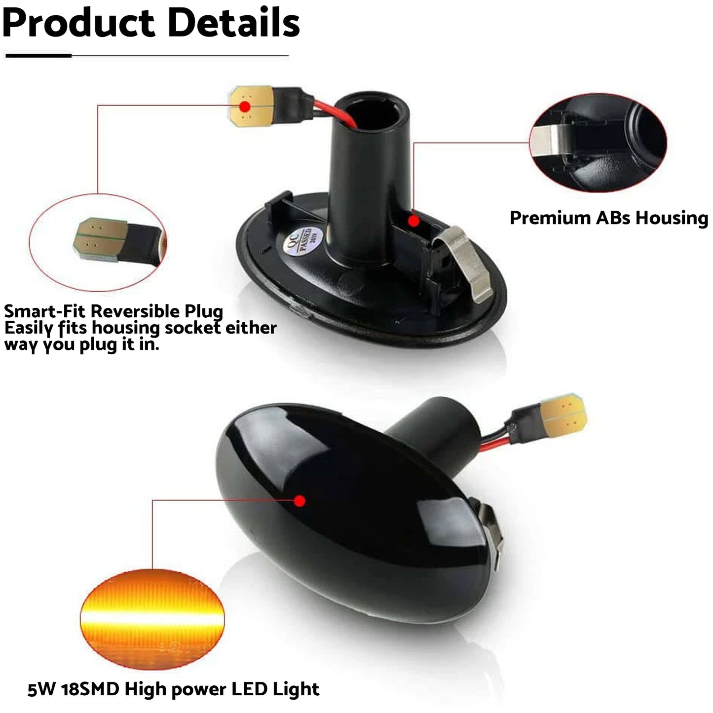 2x Black Smoked Side Indicator LED Repeater Light Mini Cooper R56 Coupe R58 R57