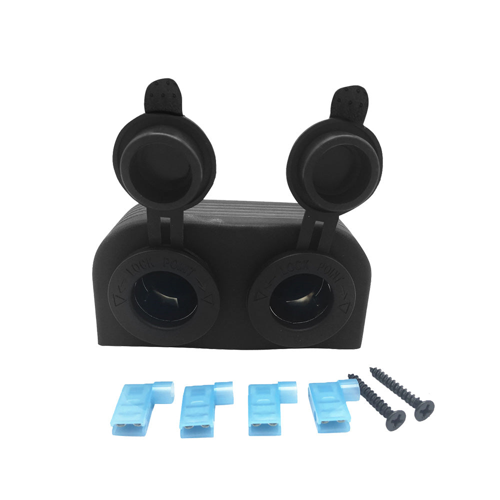 12V-24V Dual Port Surface Mount Cigarette Lighter Suitable for Car Boat Caravan RV