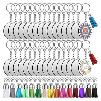 compare product Bulk Keychain Ornament Set 150PCS Sublimation Blank Keychains Suitable For Crafts & Jewelry