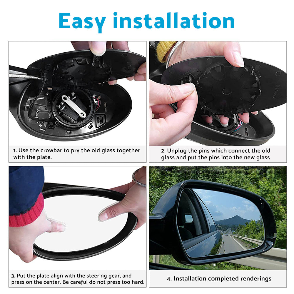 Right Side Mirror Glass with Back Plate Suitable For Toyota Yaris 2012-2019