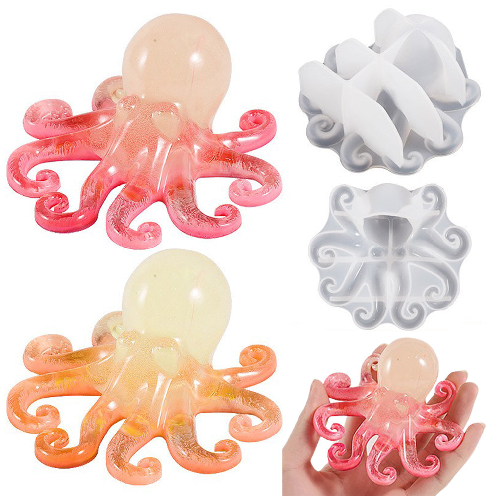 ?2PCS Octopus Mold Silicone Epoxy Resin Casting Mould 3D Sea Animal Display Mold