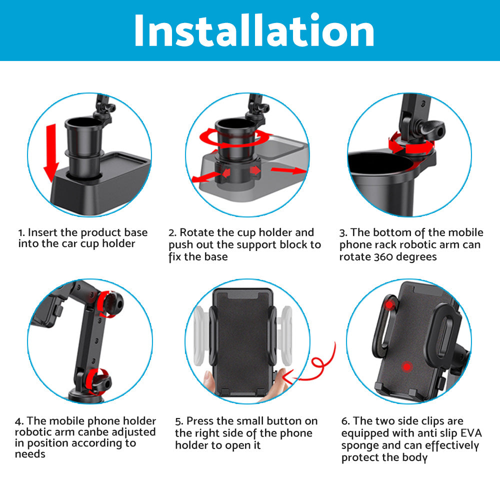 2-in-1 Universal Car Cup Holder Phone & GPS Mount Suitable For Adjustable 360?? Angle
