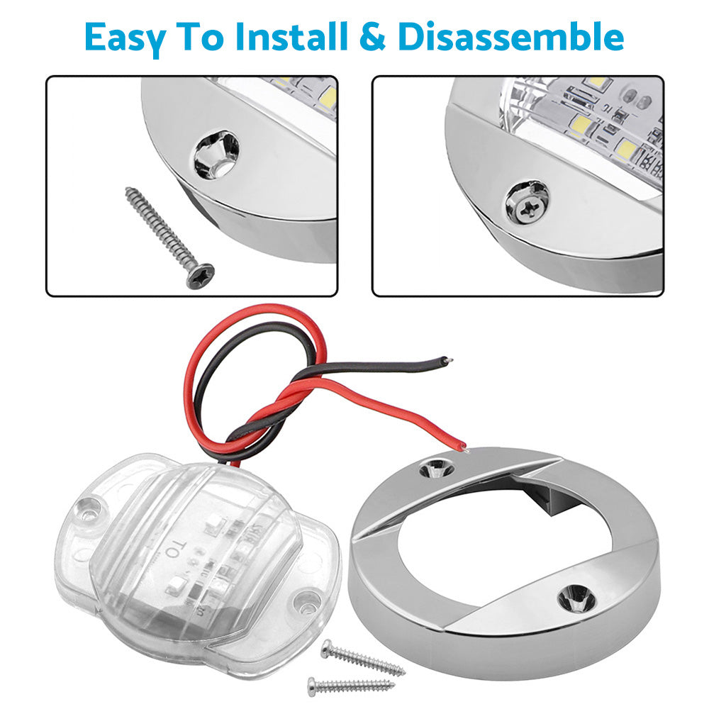 4x Round LED Marine Boat Cabin & Deck Courtesy Lights Suitable For Walkway ¡§C White Stern Light