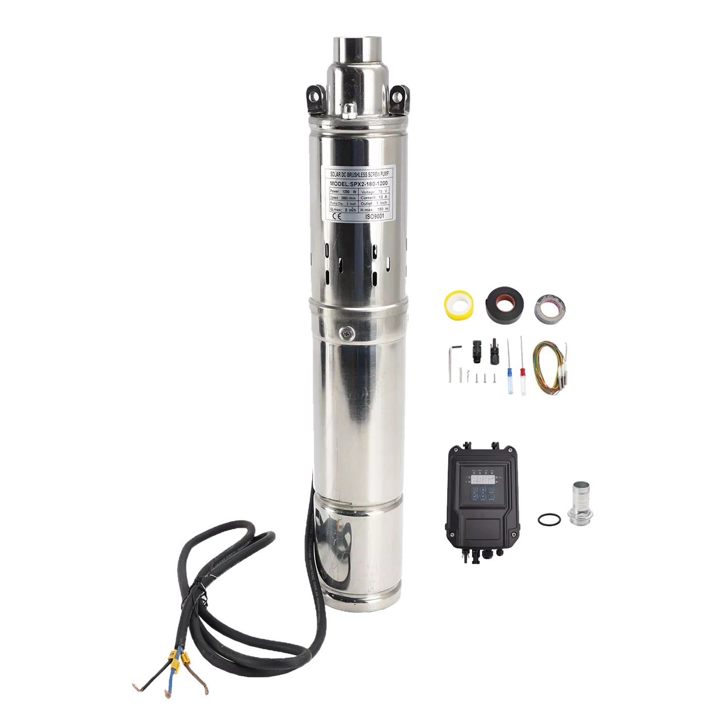 {{ 3in 72V 1.2KW Solar Bore Pump Submersible Deep Well MPPT Screw Head 180M }} - Buy Car Parts Online at {{ Kaka Auto Parts }}.