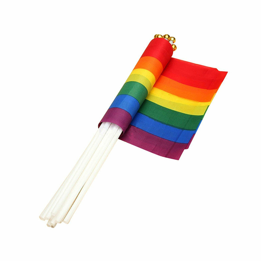 100x Small Rainbow Pride Flags Suitable For Gay, Lesbian & LGBT ¡§C 14x21cm Mini Hand Waving Flags