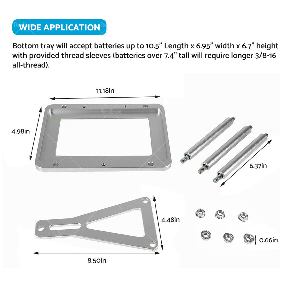 Universal Aluminum Billet Battery Tray Hold Down Relocation Box Mount Suitable For 551181
