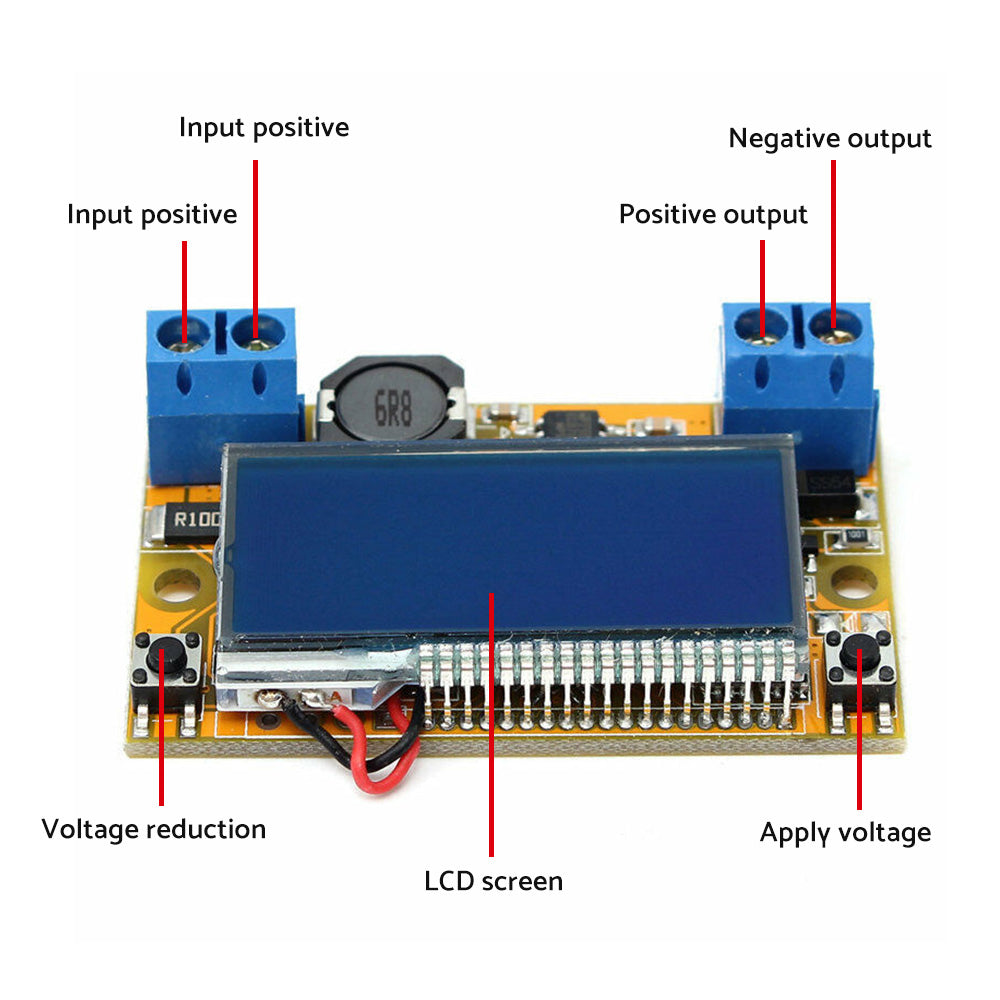 DC-DC Adjustable Buck Converter Step-Down Power Supply Module with LCD and Protective Shell
