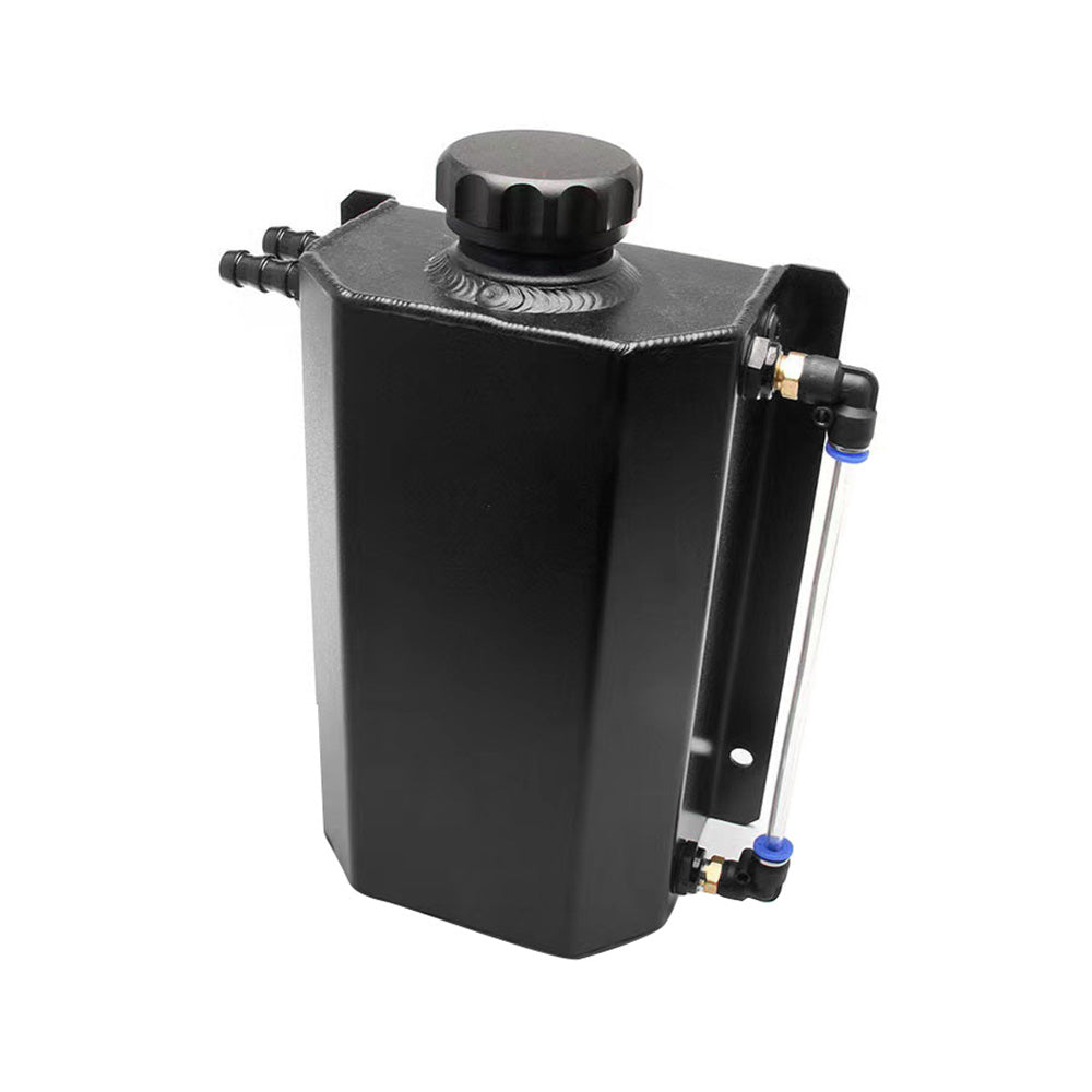 Universal 2L Coolant Radiator Overflow Recovery Tank Bottle Aluminum Black