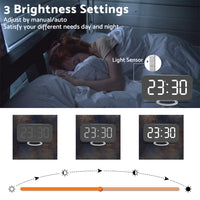 Digital Alarm Clock with Mirror LED Display Suitable For Wall & Bedroom, Snooze Function, Dim Mode