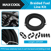 {{ 8AN E85 Stainless Steel Braided PTFE Fuel Line Hose Swivel Fittings Kit 20FT 6M }} - Buy Car Parts Online at {{ Kaka Auto Parts }}.