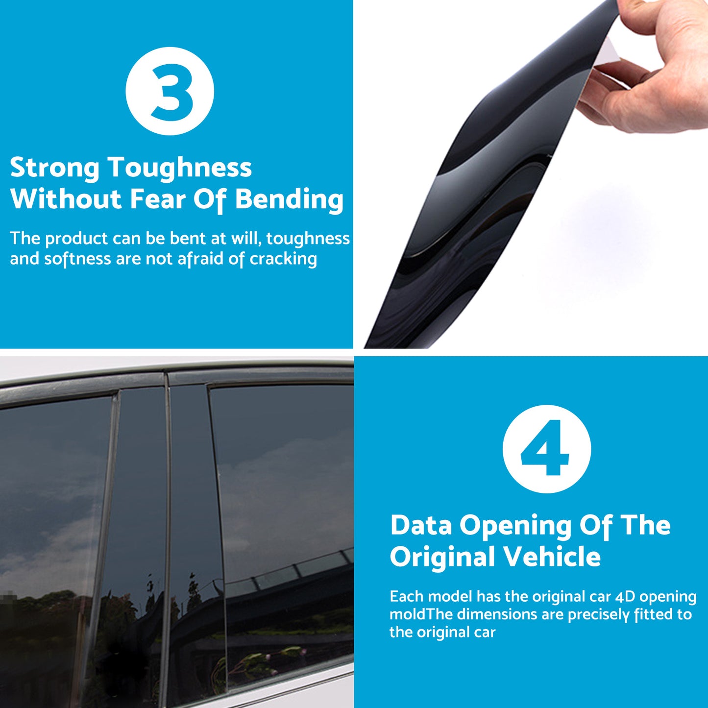 6x Black Window Trim Covers Suitable For Honda CR-V 2.4L 2007-2011