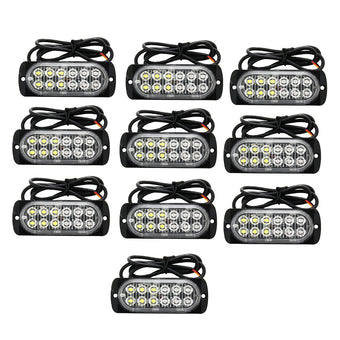 compare product 10x Amber & White LED Car Emergency Beacon Warning Strobe Lights Flashing Hazard