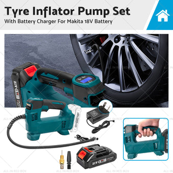 compare product Cordless Portable Tyre Inflator Pump w/ Battery Charger For Makita 18V Battery